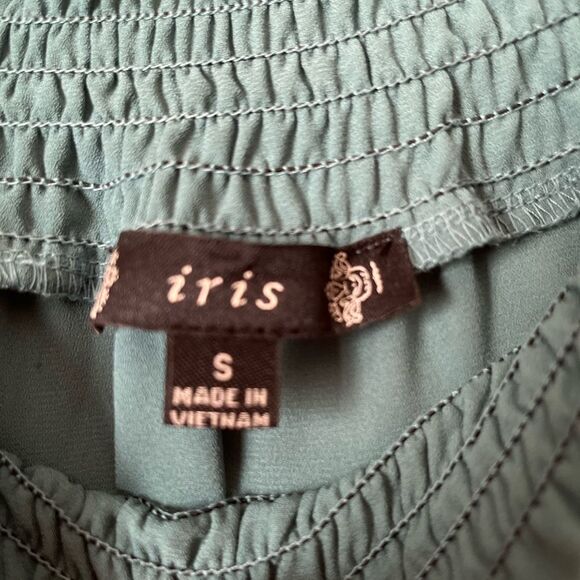 Iris teal/aquamarine off shoulder 2/3 sleeve blouse,elastic shoulder,loose fit S - Picture 2 of 7